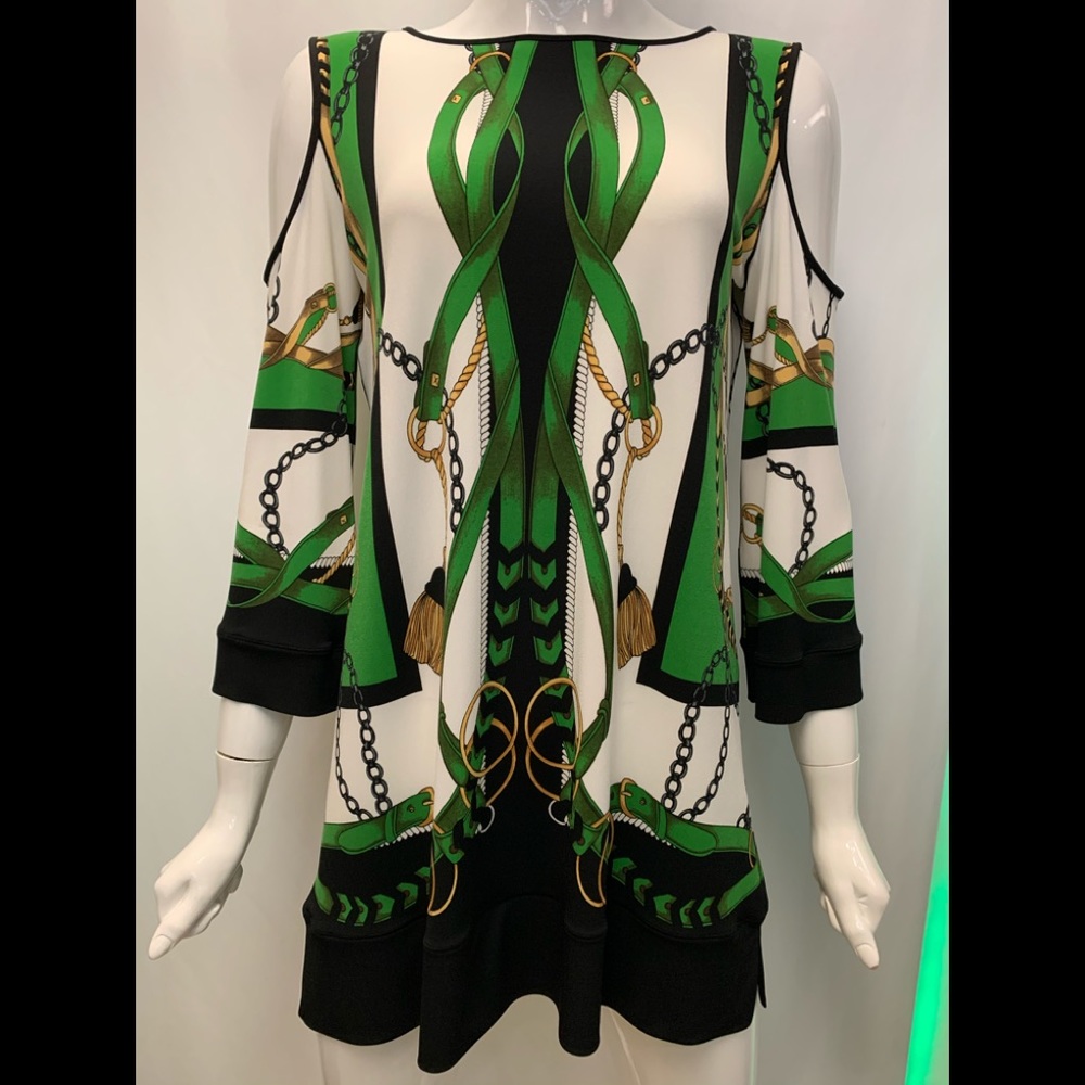 EVA VARRO COOL SHOULDER SWING TUNIC VERDI SCARF